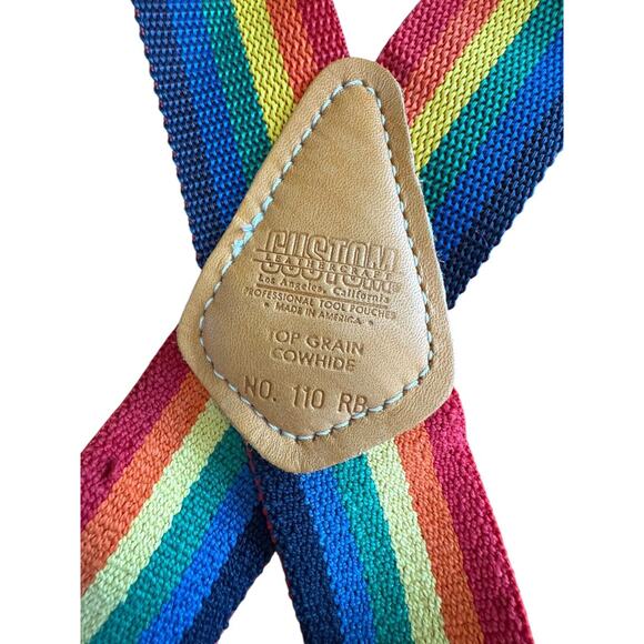 Clip on Rainbow Suspenders Custom Leathercraft #110 RB Cowhide Nylon Festival - Picture 2 of 5